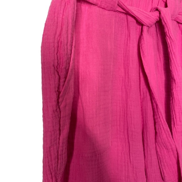 NWT Sincerely Jules pink textured wide leg high rise cropped pants size  large - Picture 3 of 13
